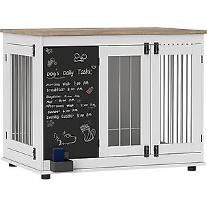 PawHut 3 Door Side Table Furniture Style Dog Crate, White, 39 inch