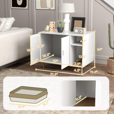 Show full view: PawHut Side Table Cat Litter Box Enclosure slide 3 of 10