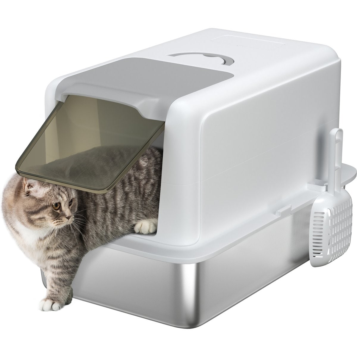 PawHut Stainless Steel Cat Litter Box