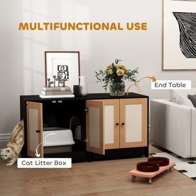 Show full view: PawHut Cabinet Cat Litter Box Enclosure slide 7 of 9