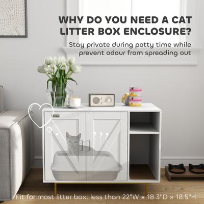 Show full view: PawHut Side Table Cat Litter Box Enclosure slide 5 of 10