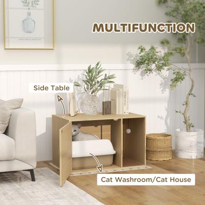 Show full view: PawHut Boho Style Cat Litter Box Enclosure slide 4 of 9