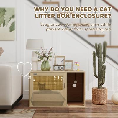 Show full view: PawHut Boho Style Cat Litter Box Enclosure slide 5 of 9