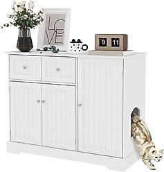 PawHut Furniture Style Cat Litter Box Enclosure with Storage