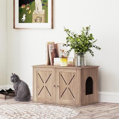 Show full view: PawHut Furniture Cat Litter Box Enclosure slide 7 of 9