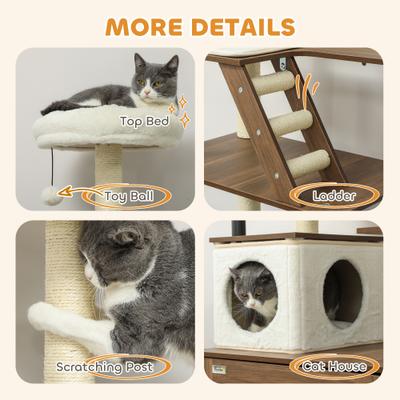 Show full view: PawHut 68.5-in Cat Tree with Litter Box Enclosure slide 8 of 9