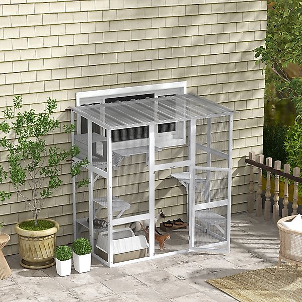 PawHut 67-in Catio Outdoor Wooden Cat House