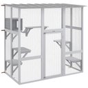 PawHut 67-in Catio Outdoor Wooden Cat House, White