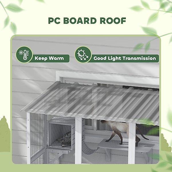PawHut 67-in Catio Outdoor Wooden Cat House