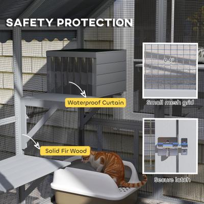 Show full view: PawHut 73-in Catio Outdoor Wooden Cat House slide 8 of 9