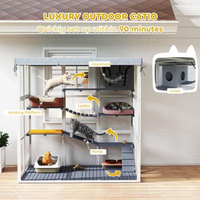 Show full view: PawHut 70-in Outdoor Catio Cat House slide 5 of 10