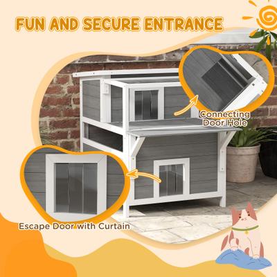 Show full view: PawHut Outdoor Cat House with Balcony slide 7 of 9
