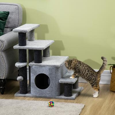 Show full view: PawHut 26-in Adjustable Steps Cat Tree slide 2 of 10