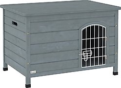 PawHut Wooden Decorative Dog Crate, Gray, 31.5 inch
