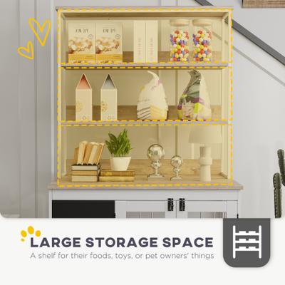 Show full view: PawHut Side Table with Storage Furniture Style Dog Crate, White, 39 inch slide 6 of 9