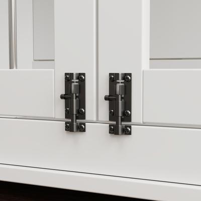 Show full view: PawHut 3 Door Side Table Furniture Style Dog Crate, White, 39 inch slide 9 of 9