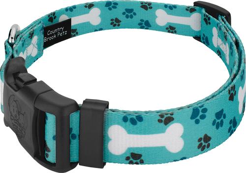 Show full view: Country Brook Design Oh My Dog Deluxe Dog Collar, Teal, XX-Small slide 3 of 5