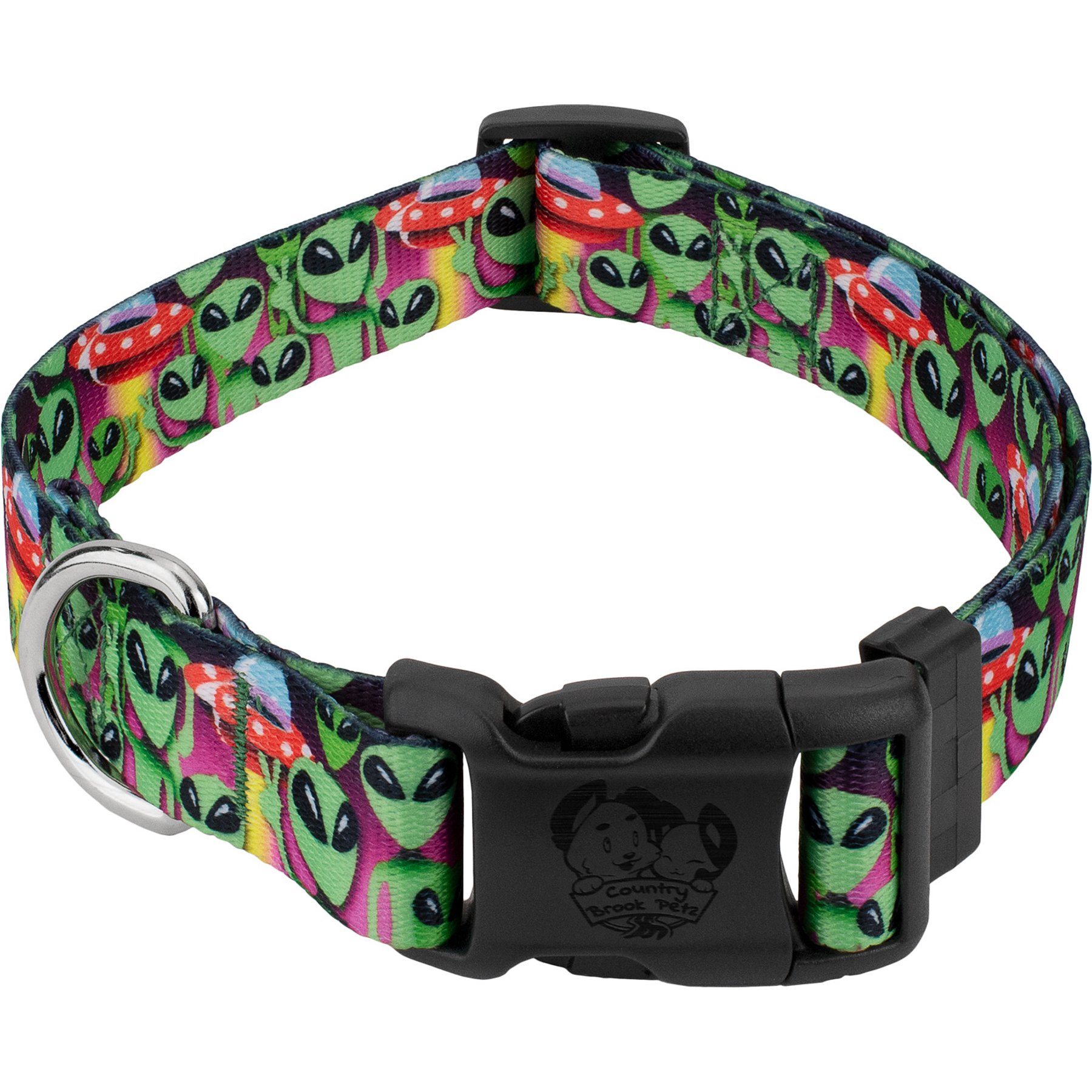 Country Brook Design Deluxe Space Aliens Dog Collar, XX-Small