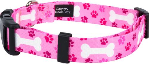 Show full view: Country Brook Design Oh My Dog Deluxe Dog Collar, Pink, Medium slide 7 of 8