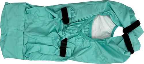 Show full view: Pebot Atlas Lightweight Dog & Cat Waterproof Rainsuit with Leash Clip, Teal, Size 24 slide 5 of 6