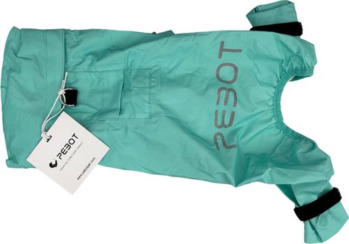 Show full view: Pebot Atlas Lightweight Dog & Cat Waterproof Rainsuit with Leash Clip, Teal, Size 24 slide 4 of 6