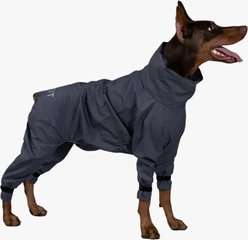 Pebot Atlas Lightweight Dog & Cat Waterproof Rainsuit with Leash Clip, Dark Gray, Size 8