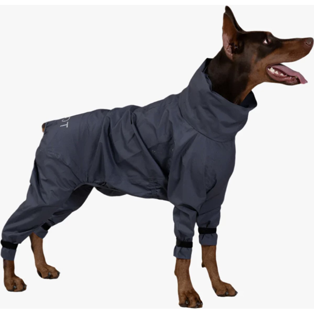 Pebot Atlas Lightweight Dog & Cat Waterproof Rainsuit with Leash Clip, Dark Gray, Size 18