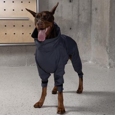 Show full view: Pebot Atlas Lightweight Dog & Cat Waterproof Rainsuit with Leash Clip, Dark Gray, Size 8 slide 3 of 7