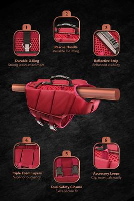 Show full view: Noah & Paw Reflective Dog Life Jacket, Red, Small slide 6 of 9