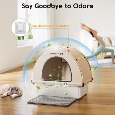 Show full view: Meowant Stainless Steel High Sided Cat Litter Box with Extendable Scoop, 24.4-in, Yellow, 89-L slide 4 of 7