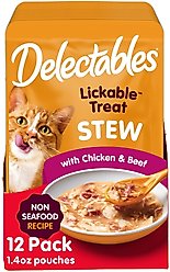 Hartz Delectables Stew Non-Seafood Recipe Chicken & Beef Lickable Cat Treats, 1.4-oz, case of 12