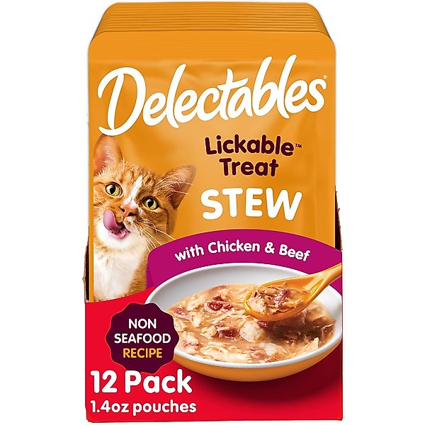 Hartz Delectables Lickable Treat Stew Non-Seafood Recipe Chicken & Beef Lickable Cat Treats