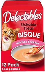 Hartz Delectables Bisque Tuna & Chicken Lickable Cat Treats, 1.4-oz, case of 12