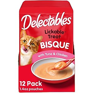 Hartz Delectables Bisque Tuna & Chicken Lickable Cat Treats, 1.4-oz, case of 12