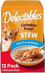 Hartz Delectables Stew Tuna & Shrimp Lickable Cat Treats, 1.4-oz, case of 12