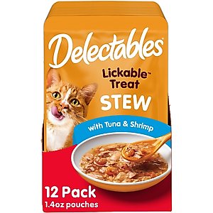 Hartz Delectables Lickable Treat Stew Tuna & Shrimp Lickable Cat Treats, 1.4-oz, case of 12