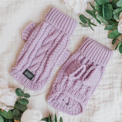 Show full view: Sassy Woof Cable Knit Dog Sweater, Lavender, Large slide 5 of 9