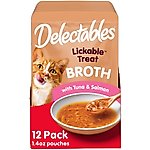Hartz Delectables Lickable Treat Savory Broths for Senior 10+ Chicken & Tuna Grain-Free Lickable Cat Treats