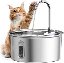 Petlipo Stainless Steel Cat Water Fountain with Water Level Window, 3.2-l
