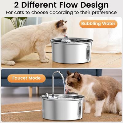 Show full view: Petlipo Stainless Steel Cat Water Fountain with Water Level Window, 3.2-l slide 6 of 10