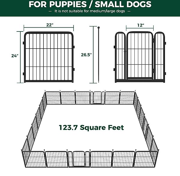 FXW Rollick Indoor & Outdoor Dog Playpen, Black