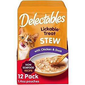Hartz Delectables Lickable Treat Stew Non-Seafood Recipe Chicken & Duck Lickable Cat Treats, 1.4-oz, case of 12