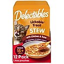 Hartz Delectables Lickable Treat Stew for Senior 15+ Chicken & Tuna Lickable Cat Treats, 1.4-oz, case of 12