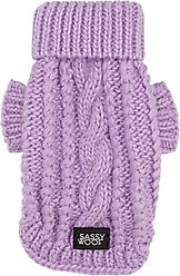 Sassy Woof Cable Knit Dog & Cat Sweater, Lavender, XX-Large slide 2 of 8