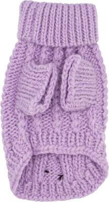 Show full view: Sassy Woof Cable Knit Dog Sweater, Lavender, Large slide 3 of 9