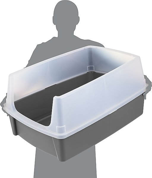 Show full view: IRIS Open Top Cat Litter Box with Scatter Shield, XX-Large, Gray slide 4 of 8