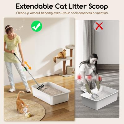 Show full view: Meowant Stainless Steel High Sided Cat Litter Box with Extendable Scoop, 24.4-in, Yellow, 89-L slide 6 of 7