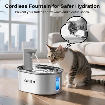 Show full view: Petlipo Cordless Stainless Steel Cat Water Fountain, 3.2-l slide 4 of 10