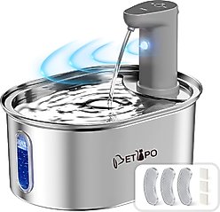 Petlipo Cordless Stainless Steel Cat Water Fountain, 3.2-l