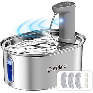 Petlipo Cordless Stainless Steel Cat Water Fountain, 3.2-l